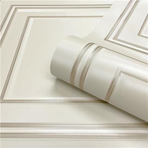 Wood Panel Wallpaper Cream & Gold 7389