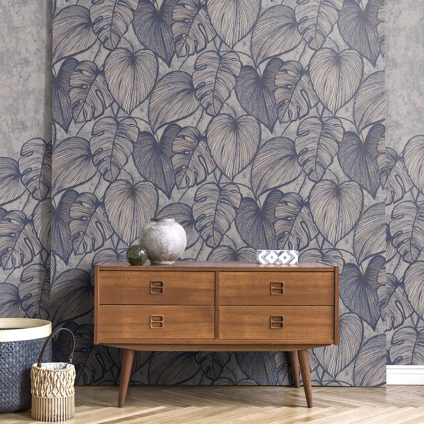 26942 Julie Feels Home Monstera Navy Ash