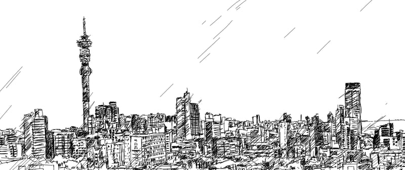 Jozi Skyline Illustration  -  [Custom printed at R560/m²]