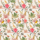 South African fynbos wallpaper pattern with protea flowers, birds and safari animals in an inspired botanical design.