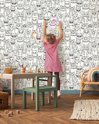 14070 Adventure Awaits Colour me cats Black and White