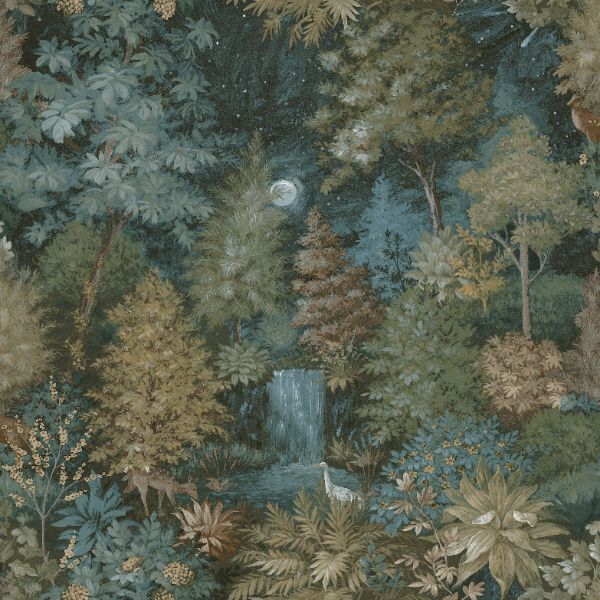 14150 Imaginarium Midnight Woods Teal Yellow