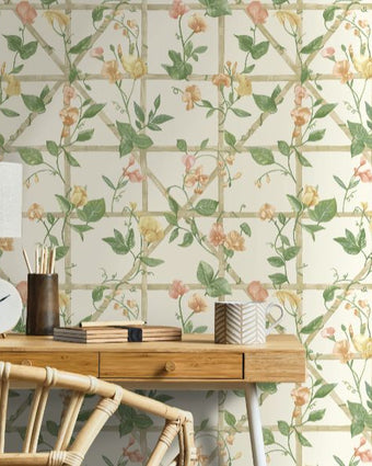 14200 Imaginarium Trailing Floral Trellis Cream Orange