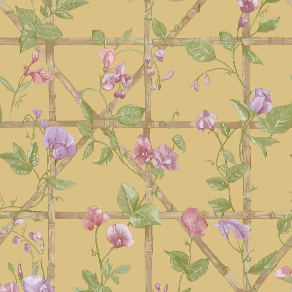 14201 Imaginarium Trailing Floral Trellis Ochre