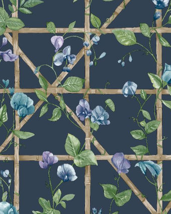 14202 Imaginarium Trailing Floral Trellis Navy