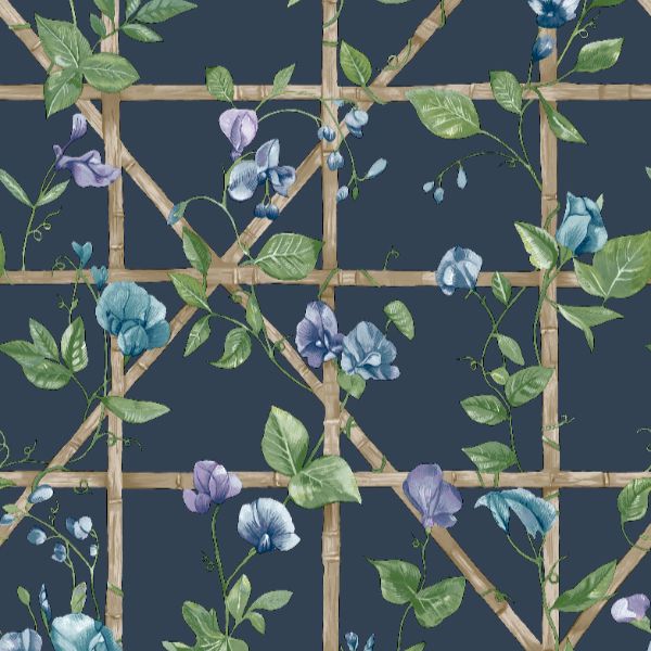 14202 Imaginarium Trailing Floral Trellis Navy