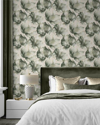 Muriva Elysian Large Floral Wallpaper 212503 Green/Gold