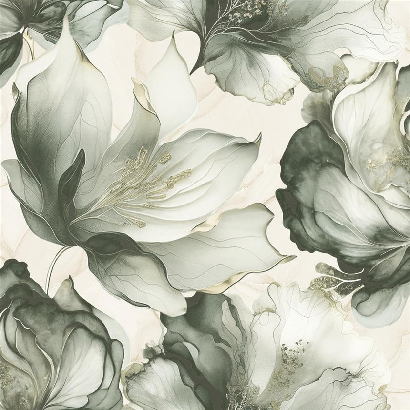 Muriva Elysian Large Floral Wallpaper 212503 Green/Gold