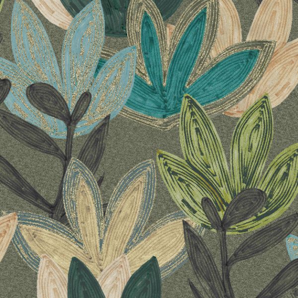 65800 Line and Leaf Flora Teal