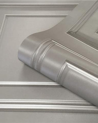 Wood Panel Wallpaper Silver 7374