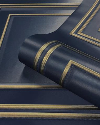 Wood Panel Wallpaper Navy & Gold 7385