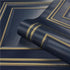 Wood Panel Wallpaper Navy & Gold 7385