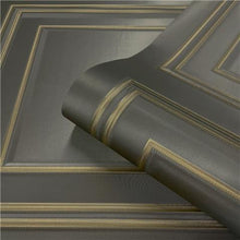 Load image into Gallery viewer, Wood Panel Wallpaper Gunmetal &amp; Gold 7386
