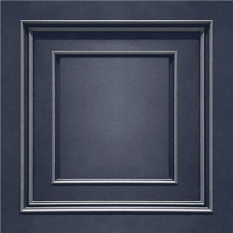 Wood Panel Wallpaper Navy & Silver 7387