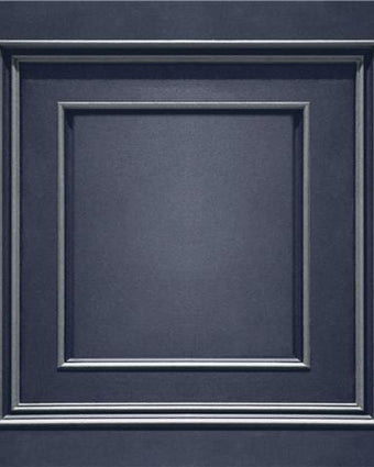 Wood Panel Wallpaper Navy & Silver 7387
