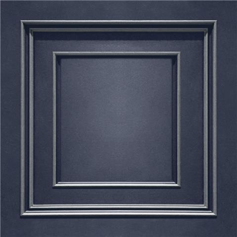 Wood Panel Wallpaper Navy & Silver 7387