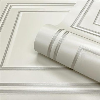 Wood Panel Wallpaper White & Silver 7388