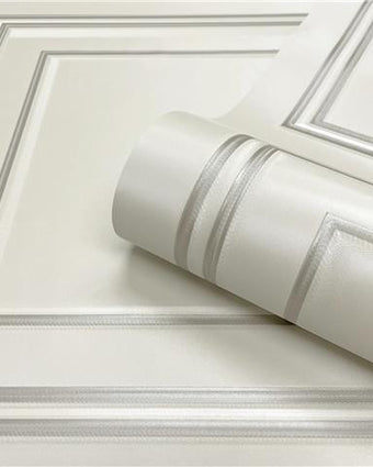 Wood Panel Wallpaper White & Silver 7388