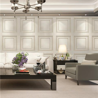 Wood Panel Wallpaper Cream & Gold 7389