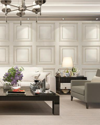 Wood Panel Wallpaper Cream & Gold 7389