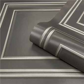 Wood Panel Wallpaper Gunmetal & Silver 7390