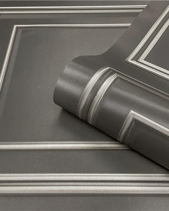 Wood Panel Wallpaper Gunmetal & Silver 7390