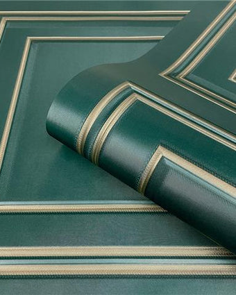 Wood Panel Wallpaper Green & Gold 7395