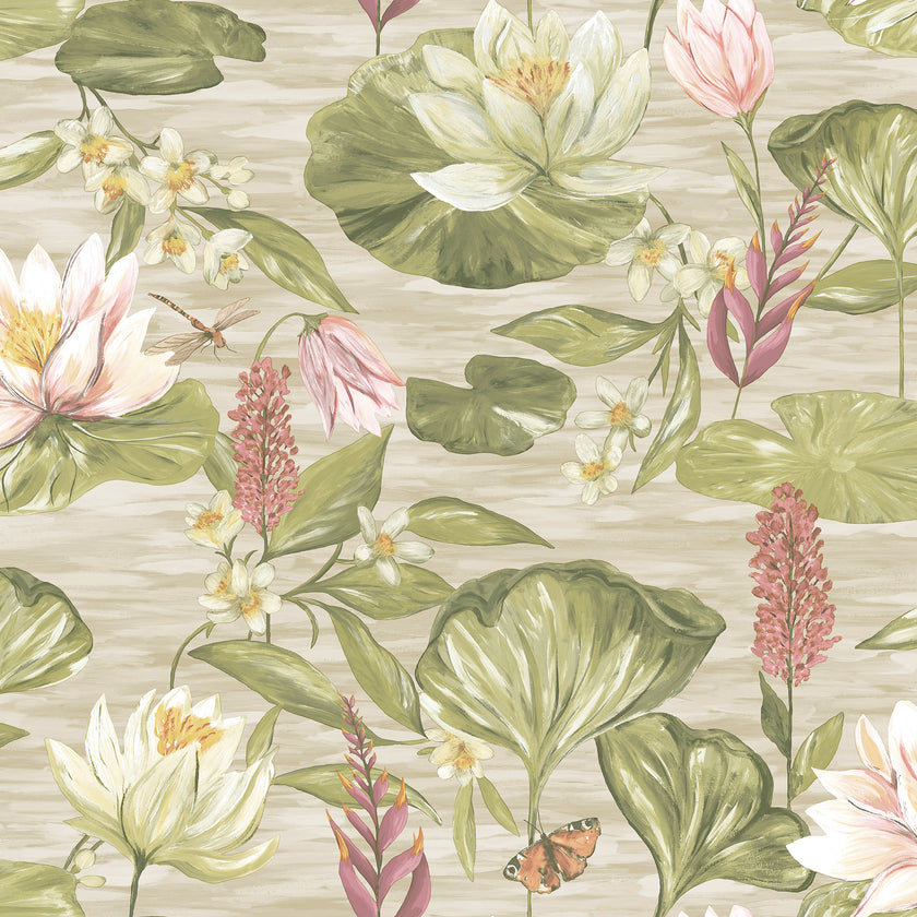 91642 The Lost Garden Water Lily Beige