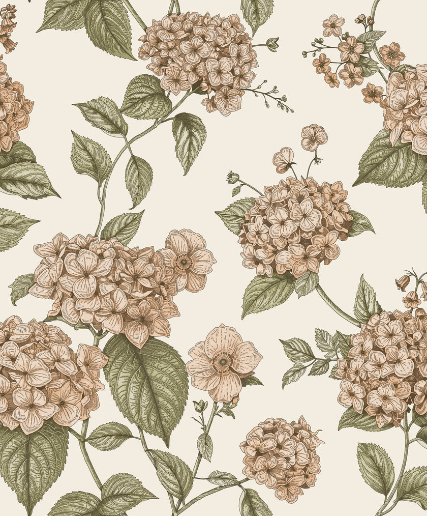 92120 Wanderlust Hortensia Coral Green