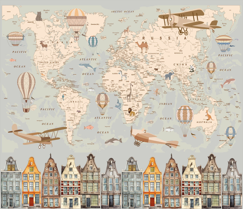 Aviator's Guide World Map  -  [Custom printed at R598/m²]