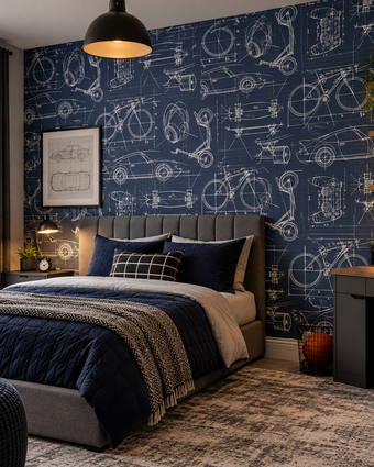 641026 Technic Navy Blue Wallpaper