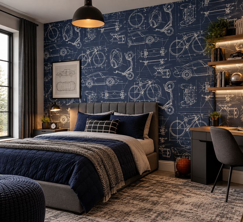 641026 Technic Navy Blue Wallpaper