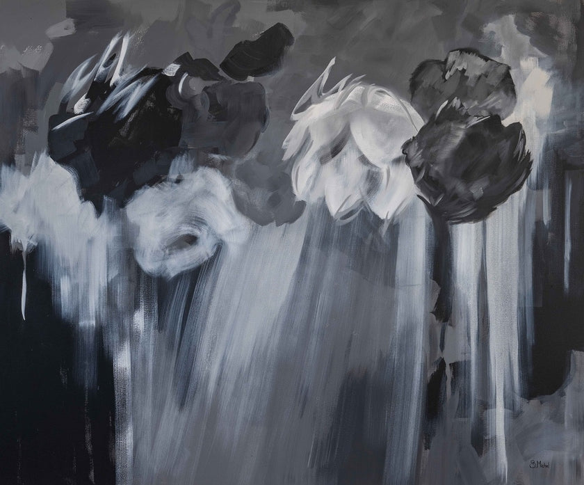 Black and White Roses by South African Artist Bev Michel