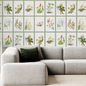 Botanical Dreams by South African Artist Gillian Condy - white background - [Custom printed at R598/m²]