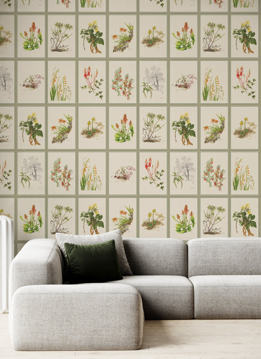 Botanical Dreams by South African Artist Gillian Condy - vintage background - [Custom printed at R598/m²]
