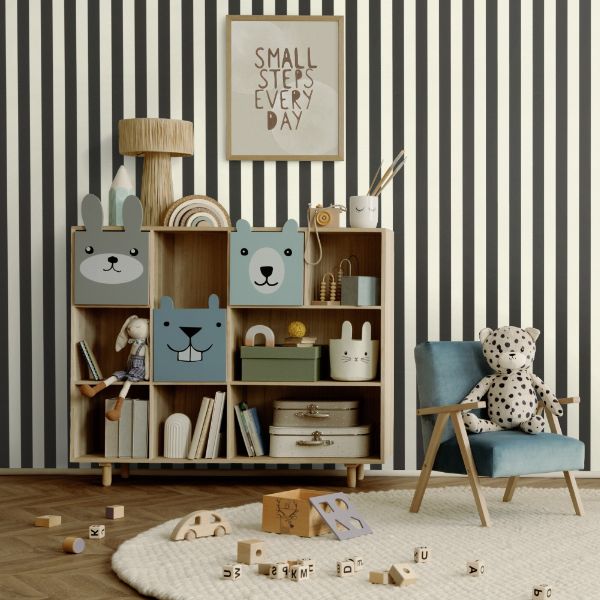818123 Follow Us Around Stripes Black and Cream