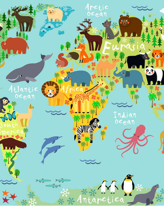World Animal Map  -  [Custom printed at R598/m²]