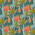 South African flower wallpaper with coral proteas, fynbos flowers, and layered foliage on a deep teal background.