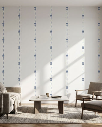 Realistic tulip mural in a contemporary setting, covering the full wall with vibrant floral design and natural lighting.