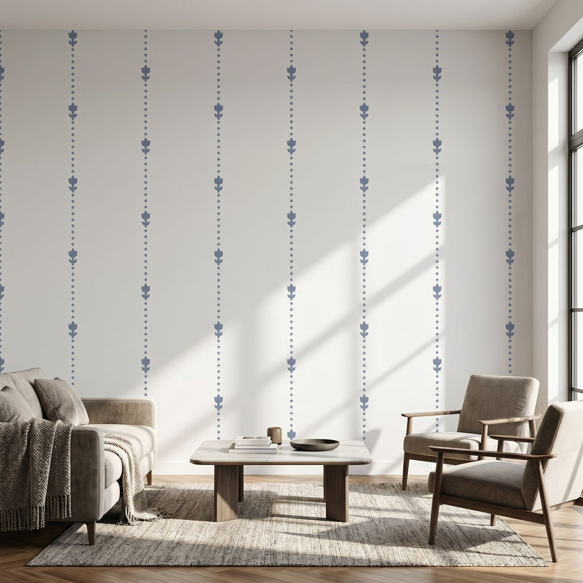 Realistic tulip mural in a contemporary setting, covering the full wall with vibrant floral design and natural lighting.
