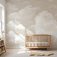 High-resolution nursery mural of beige clouds filling the wall, creating a calm, kid-friendly atmosphere with realistic lighting.
