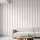 Realistic pink stripe mural on textured wall of trendy office, perfectly scaled with seamless pattern, blending into environment.
