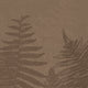 Chocolate brown botanical mural featuring oversized layered fern fronds on a textured brown background.