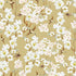 Vintage inspired wallpaper featuring white and blush blossom flowers, winding branches, and swallows in flight on a warm golden-beige background.