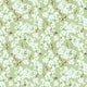 Chinoiserie inspired wallpaper featuring delicate white blossom flowers, flowering branches, and swallows in flight on a soft sage green background.