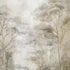 Soft neutral forest wallpaper featuring delicate misty trees in layered sepia and taupe tones with a hand-sketched effect.