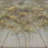 Forest mural featuring golden woodland trees with softly textured foliage against a smoky grey background, creating a warm and atmospheric nature inspired scene.