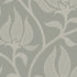 Sage grey botanical wallpaper with a seamless repeat, featuring ivory stylised floral blooms and delicate foliage with hand drawn detailing.