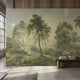 Full-length view of prairie landscape mural on a modern wall, emphasizing depth, texture, and vintage tone.