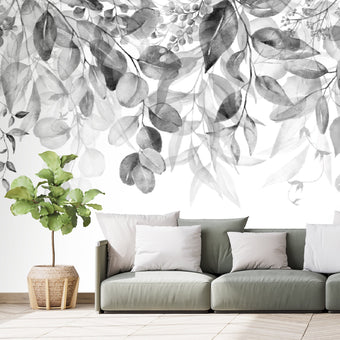 Swaying Leaves Greyscale  -  [Custom printed at R560/m²]